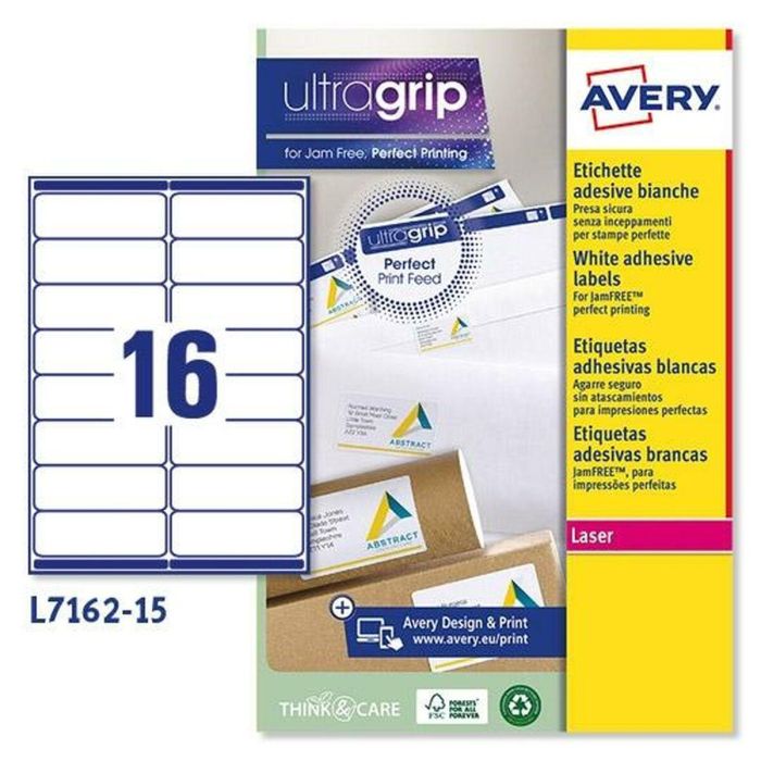 Etiquetas para Impresora Avery L7162 Blanco 15 Hojas 99,1 x 33,9 mm (5 Unidades) 1