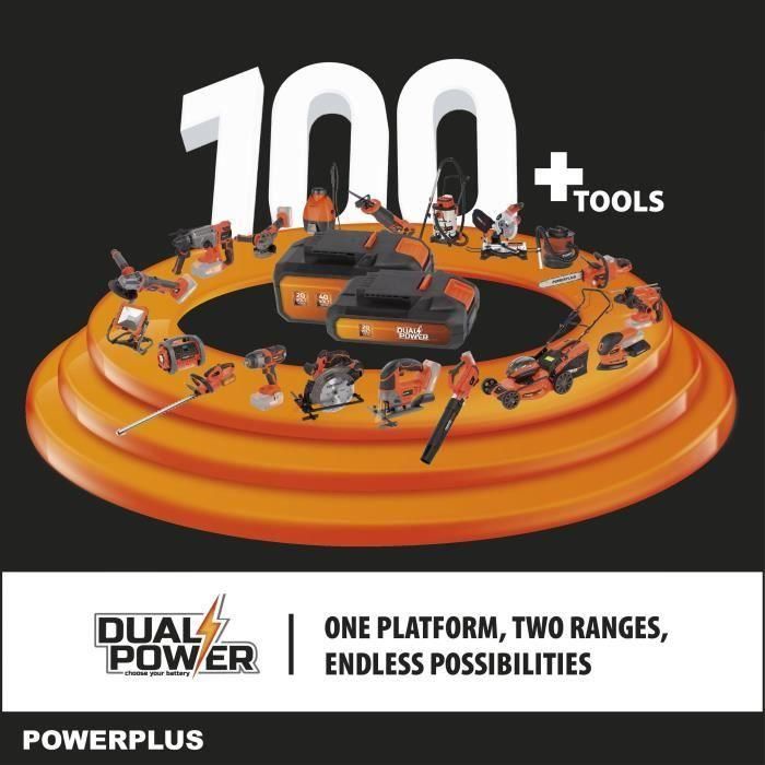 PowerPlus dual Potencia Téron Autscópica Cap PowdpgSet42 - 40 V, guía de 250 mm, batería y cargador incluidos 5