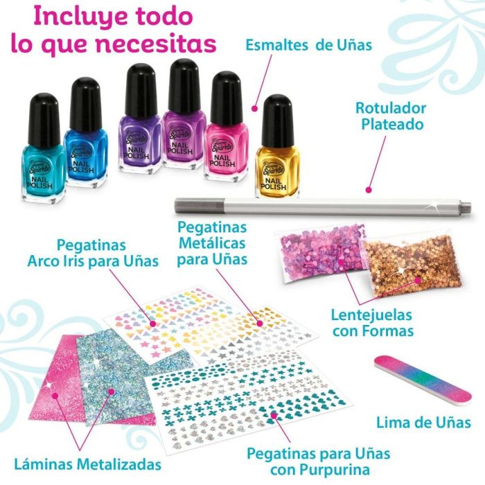 Set de Belleza Cra-Z-Art 1,5 x 4,5 x 1,5 cm Infantil metálico Arcoíris Uñas 4 Unidades 1