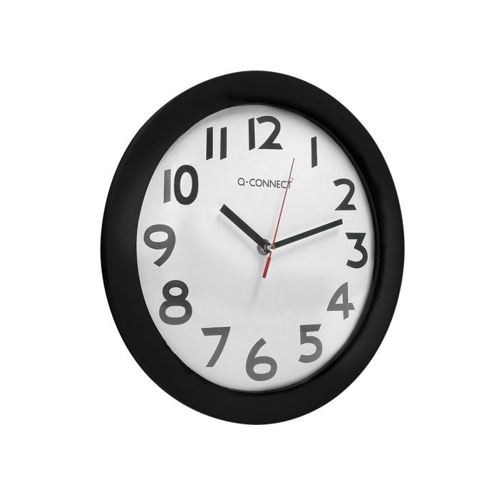 Reloj Q-Connect De Pared Plastico Oficina Redondo 30 cm Marco Negro 7