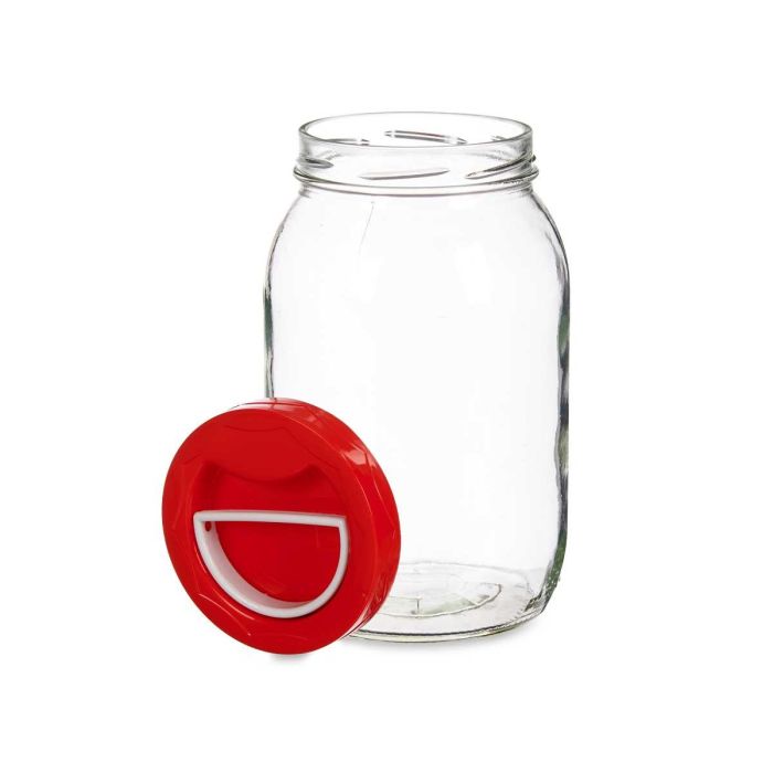 Bote de Cristal 2L con Tapa Roja y Asa - Vivalto 12x21x12 cm (6 Unidades) 2 Bote de Cristal 2L con Tapa Roja y Asa - Vivalto 12x21x12 cm (6 Unidades) 2