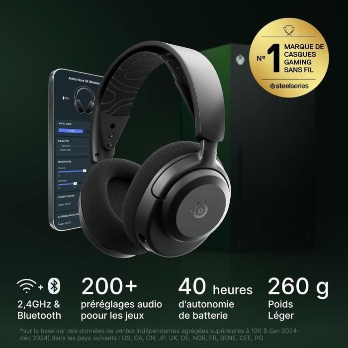 SteelSeries AAATQ03452 Auriculares Inalámbricos Gaming Arctis Nova 3XW Xbox, 2.4 GHz, 40h Batería 4