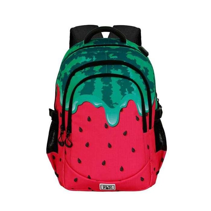 Karactermania OMP! Run. Plus FAN Melty Melo Mochila Verde 44x34x21 cm con Gran Capacidad, 3 Compartimentos, Bolsillo para Portátil y Puerto USB 6