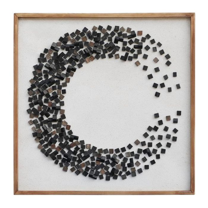 DKD Home Decor Cuadro Oriental Madera Reciclada Negro y Blanco 82.5 x 82.5 cm Decoración de Pared Hogar