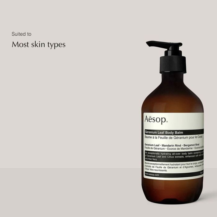 AESOP GERANIUM LEAF body balm 500 ml para hidratación profunda con aceites nutritivos y extractos cítricos para una piel radiante 5 AESOP GERANIUM LEAF body balm 500 ml para hidratación profunda con aceites nutritivos y extractos cítricos para una piel radiante 5