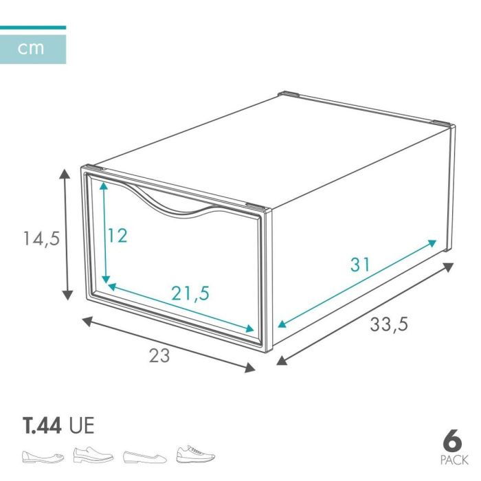 Caja apilable para zapatos Max Home Blanco 6 Unidades Polipropileno ABS 23 x 14,5 x 33,5 cm 2