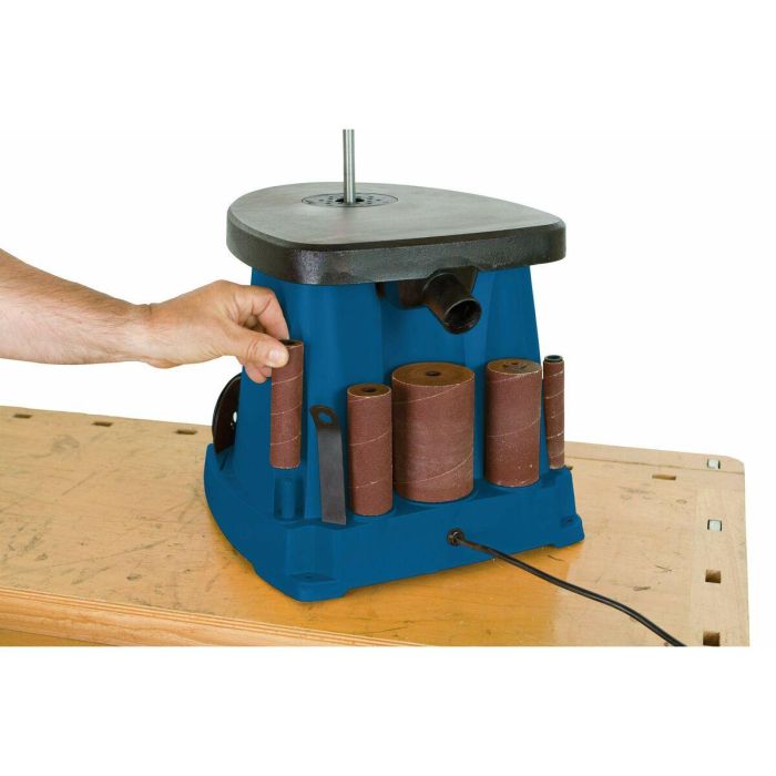 Scheppach OSM 100 Lijadora oscilante con mangas abrasivas y cilindros de lijado, 450W 230V, mesa de hierro fundido 5 Scheppach OSM 100 Lijadora oscilante con mangas abrasivas y cilindros de lijado, 450W 230V, mesa de hierro fundido 5