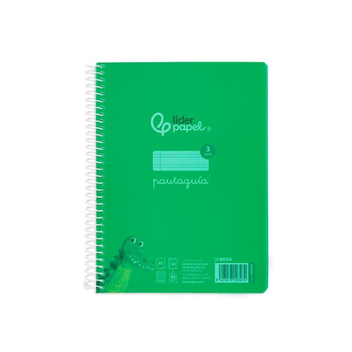 Cuaderno Espiral Liderpapel Din A5 Pautaguia Tapa Plastico 80H 90 gr Cuadro Pautado 3 mm Con Margen Color Verde 5 unidades 1 Cuaderno Espiral Liderpapel Din A5 Pautaguia Tapa Plastico 80H 90 gr Cuadro Pautado 3 mm Con Margen Color Verde 5 unidades 1