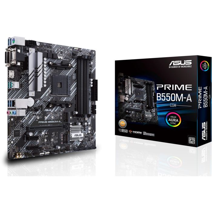 Asus 90MB14I0-M0EAYC Placa Base Prime B550M-A/CSM Micro ATX Socket AM4 para AMD Ryzen, PCIe 4.0, Dual M.2, USB 3.2, Aura Sync