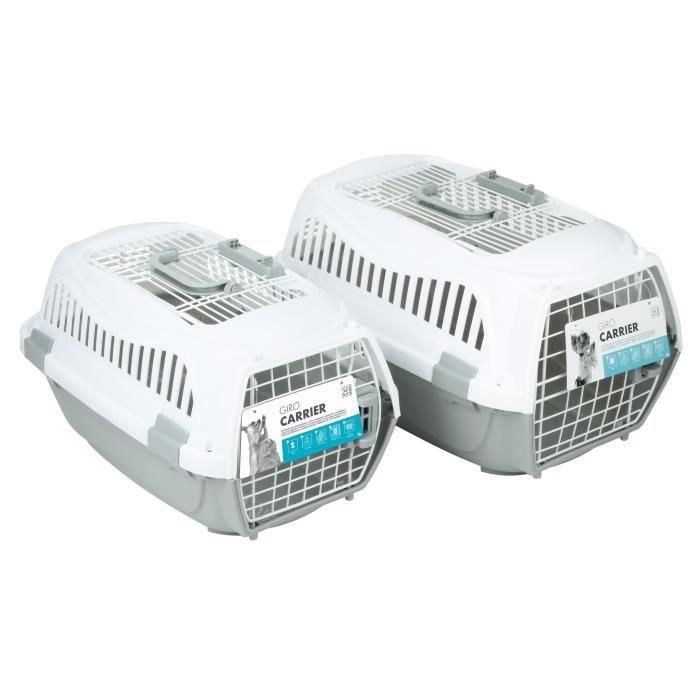 MPETS Jaula de transporte - Para perros - M - Gris y blanco 1 MPETS Jaula de transporte - Para perros - M - Gris y blanco 1