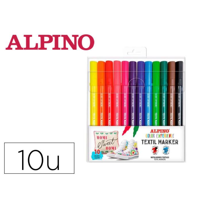 Alpino Rotuladores Permanentes Decor Color Experience Para Tejidos C-Surtidos Estuche 10 Ud