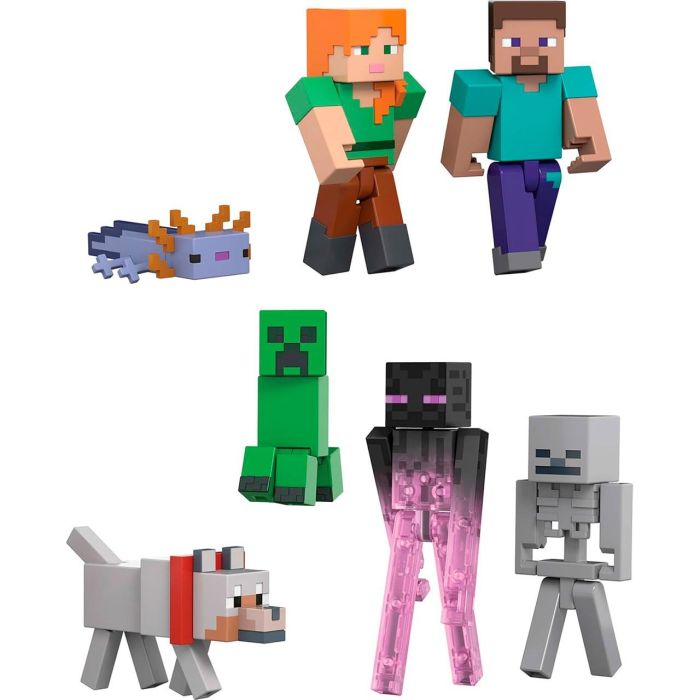 Mattel Pack Construcci3n De Mundos Minecraft Jfg66 7 Figuras 8,25 Cm Codigo Digital 3