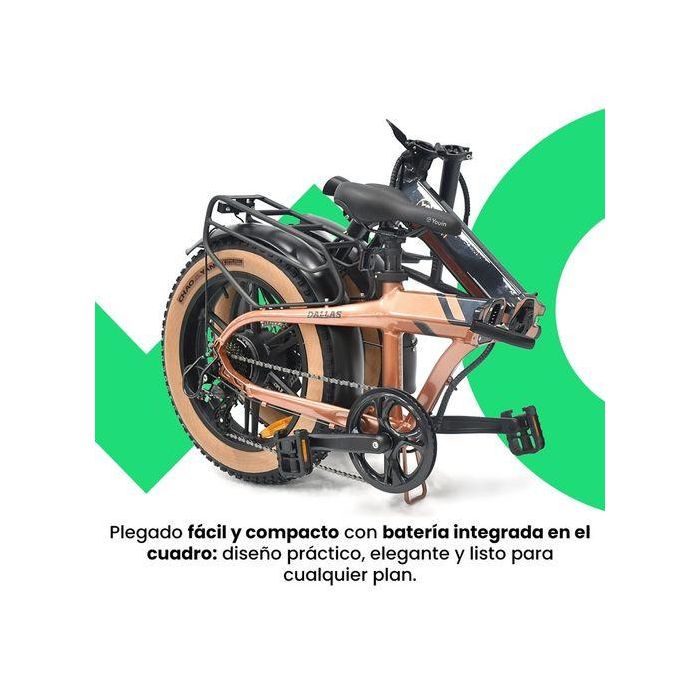 YOUIN BK1650 E-Bike FAT Plegable 20" Ruedas Anchas 250W Motor Trasero 60 km Autonomía Frenos Disco Hidráulicos 4
