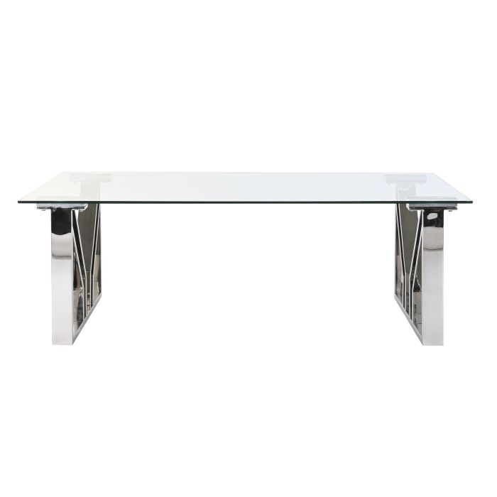 DKD Home Decor Mesa de Centro Moderna y Transparente. Diseño Elegante en Cristal y Acero. Medidas 130x70x45 cm (Ancho x Fondo x Alto) 3