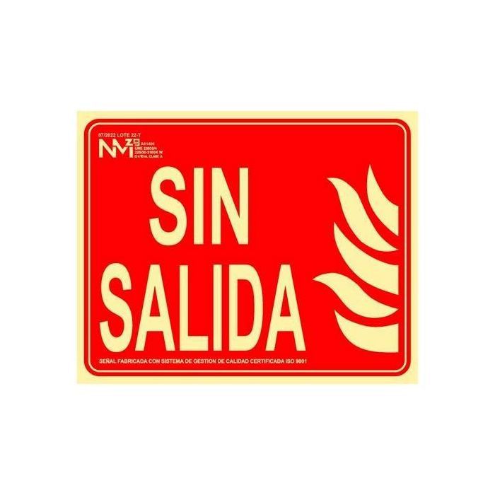 Cartel de extinción "sense sortida" clase b (pvc 0.7mm) 30x15cm normaluz Cartel de extinción "sense sortida" clase b (pvc 0.7mm) 30x15cm normaluz