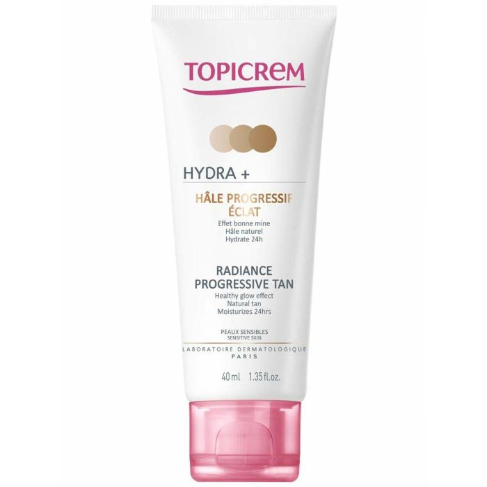 Topicrem HYDRA+ Bronceado Progresivo Facial, Crema Hidratante 24h, Piel Sensible, No Comedogénico, Dermatológicamente Probado, 40 ml