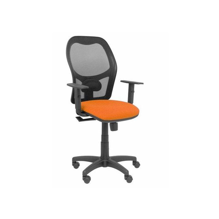 Silla Piqueras Y Crespo Alocen Brazos Regulables Mecanismo Sincro Refuerzo Lumbar Ruedas Nylon Respaldo Malla Negra Transpirable Y Asiento Tapizado Bali Naranja