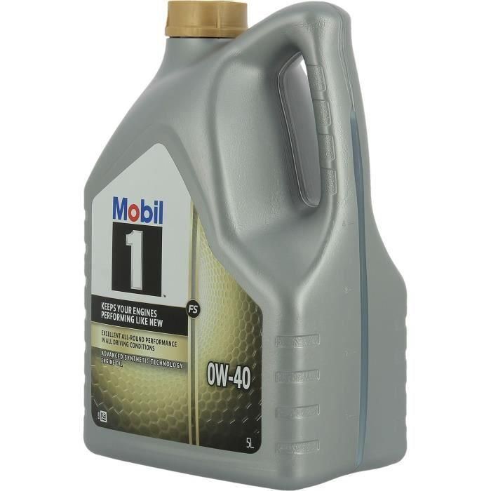 Bidón de aceite de motor - MOBIL1 - 0W-40 FS - 5 L - 4 estaciones 1 Bidón de aceite de motor - MOBIL1 - 0W-40 FS - 5 L - 4 estaciones 1