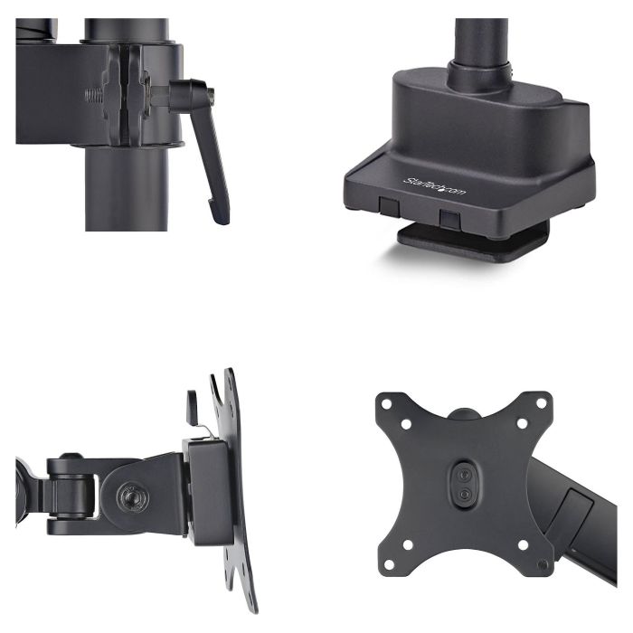 StarTech Brazo de Sobremesa VESA para Monitor Hasta 40" (101.6 cm) 8 kg - Soporte Monitor Negro con Resorte - Ajuste sin Herramientas, 75x75/100x100 mm