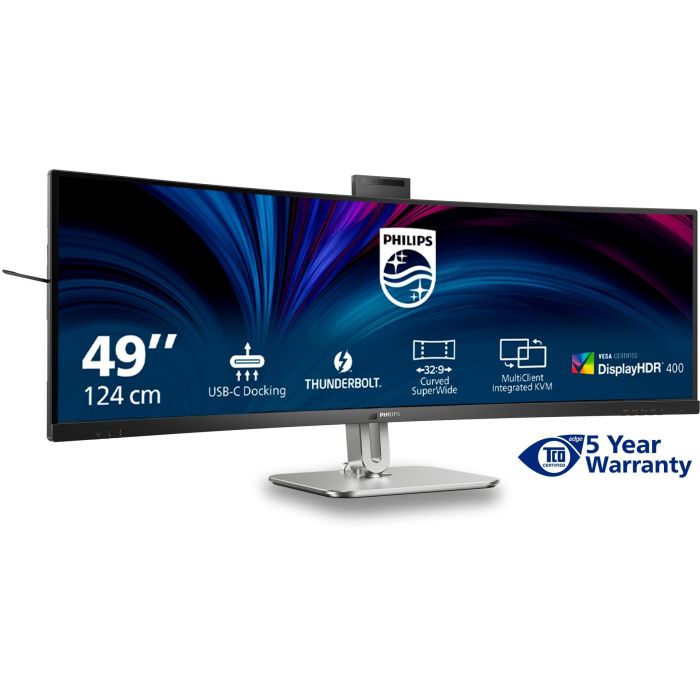 Philips 49B2U6903CH Monitor Curvo Profesional 48.8" Dual QHD, Thunderbolt 4, Webcam, Regulable en altura 6