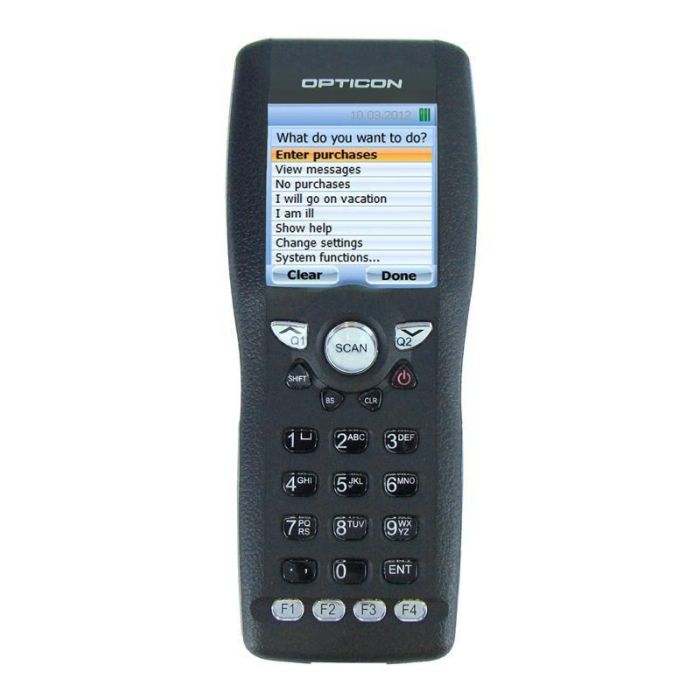 Opticon OPH-1005,1D Laser,100 scan/s,SDK,Color QVGA,4/128MB,23-key,Black,Battery & Wrist strap included. 140g 3