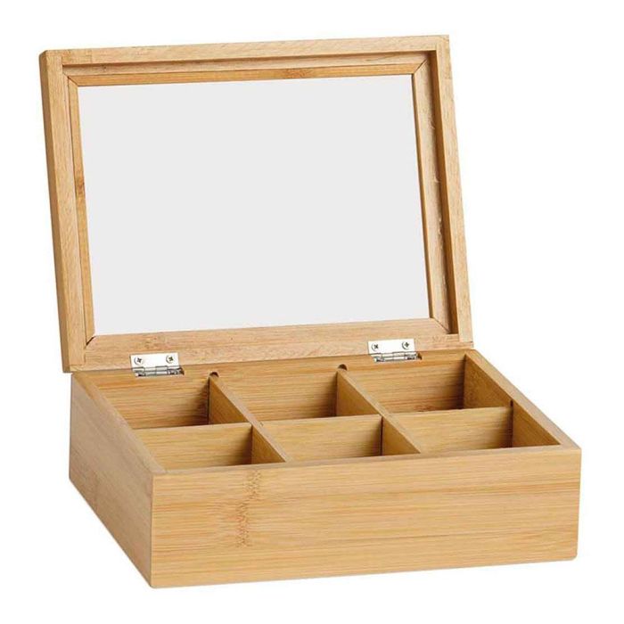 Andrea House Caja de infusiones de bambú y cristal 21x16x7,5cm cc73015 1