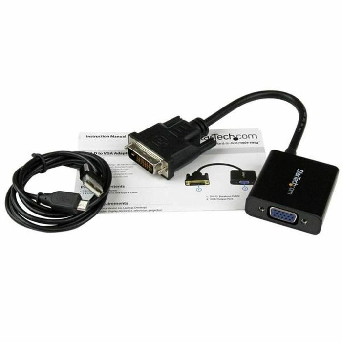 Adaptador DVI-D a VGA Startech DVI2VGAE 0,19 m Negro 1 Adaptador DVI-D a VGA Startech DVI2VGAE 0,19 m Negro 1