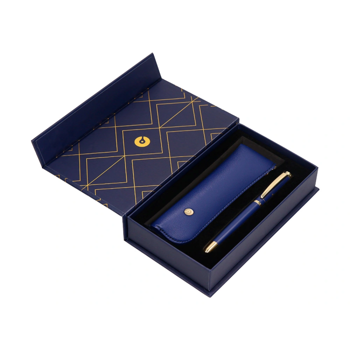 Belius Soiree Boligrafo y Estuche Color Azul Marino y Dorado Tinta Azul Punta 0,8 mm en Caja de Diseño Art Deco Elegante 5