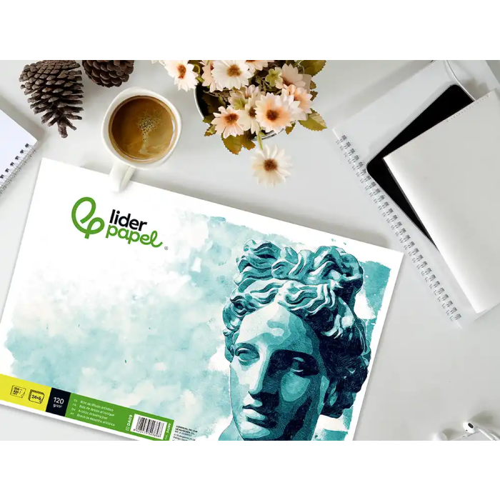 Liderpapel Bloc Dibujo Artístico Encolado DIN A2 120g/m2 24+6 Hojas 594x420mm Blanco 5