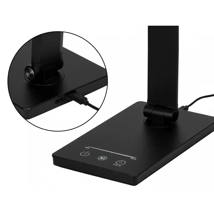 Q-connect Lampara Escritorio Vega LED 10W 400lm Tactil 5 Niveles Brillo Color Regulable Negro 6