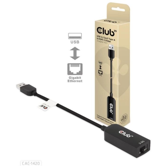 Club3D Adaptador USB 3.2 Tipo A a RJ45 Ethernet 2.5Gbps 1 Club3D Adaptador USB 3.2 Tipo A a RJ45 Ethernet 2.5Gbps 1