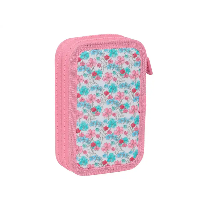 Plumier Doble Moos Flores Multicolor 12.5 x 19.5 x 4 cm 28 piezas 1