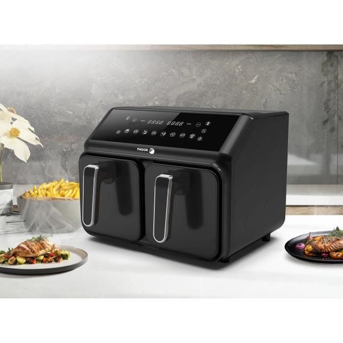 Airfryer 8L - FAGOR - Freidora sin aceite 2 depósitos de 4L - 2200W - 8 programas - Negra 3