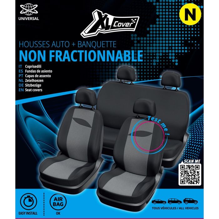 Fundas para asientos de coche - XLCOVER - Sin aberturas - Compatibles con airbags - Fundas para asientos delanteros, reposacabezas y asiento trasero 1