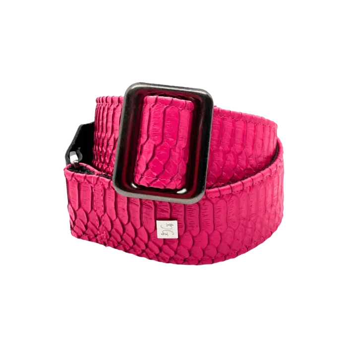 GETM Correa Guitarra Bajo Polipiel Nailon Cuero Rosa Ajustable 165 cm 1