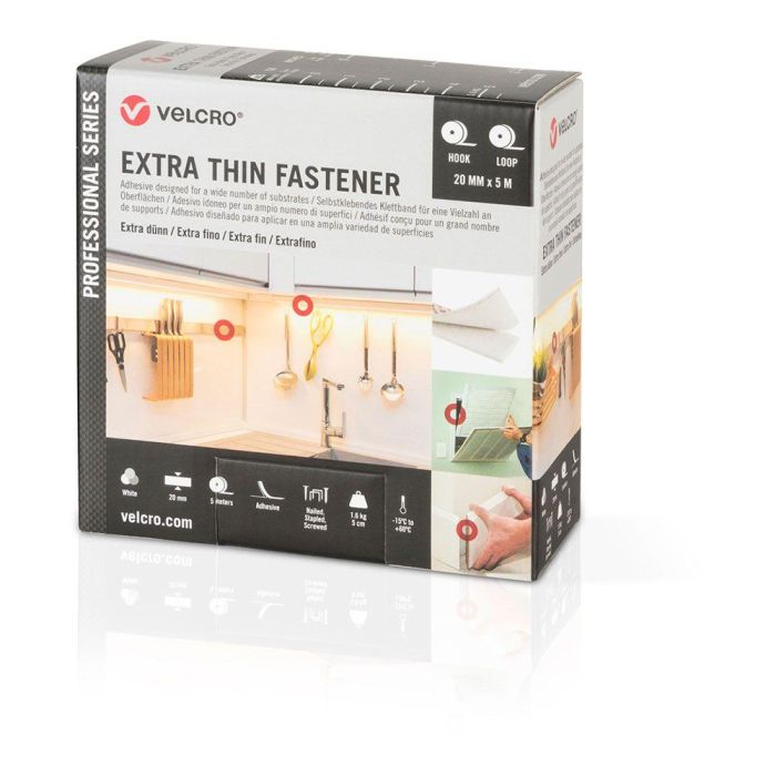 Velcro Cinta Adhesiva Extrafina Blanca 20 mm x 5m Velcro Cinta Adhesiva Extrafina Blanca 20 mm x 5m