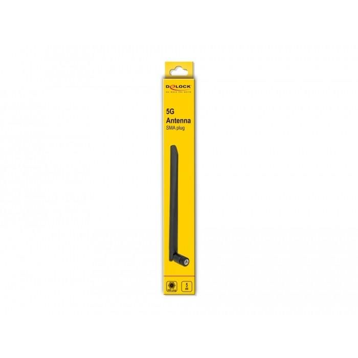 DELOCK 5G 3.4-3.8GHz Antenne SMA Stecker 5dBi 20cm omnidirektional mit Kippgelenk und flexiblem Material schwarz 1 DELOCK 5G 3.4-3.8GHz Antenne SMA Stecker 5dBi 20cm omnidirektional mit Kippgelenk und flexiblem Material schwarz 1
