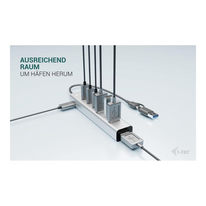 i-tec Hub Carga Metal USB-C/USB-A de 7 Puertos (3 USB-C + 4 USB-A) 5000 Mbps Aluminio 8
