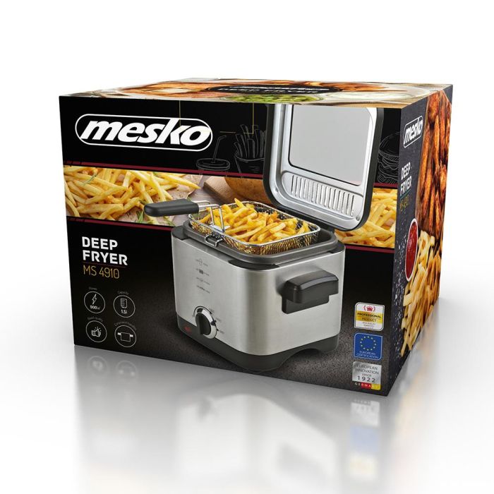Mesko Freidora MS 4910 1,5L 900W Regulable Acero Inoxidable Tapa Cristal Cesta Elevación 3
