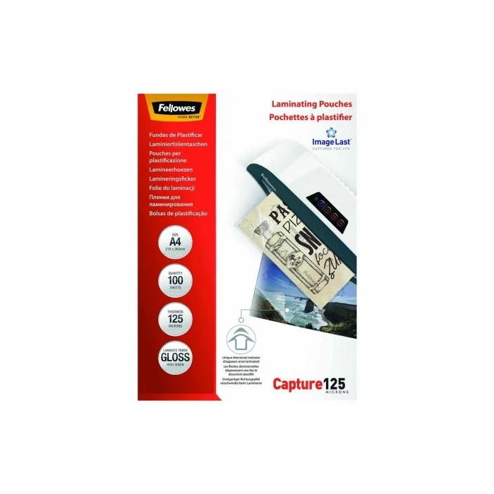 Funda Plastificar Fellowes Brillo 216X303 (A4) 125Μ Paquete De 100