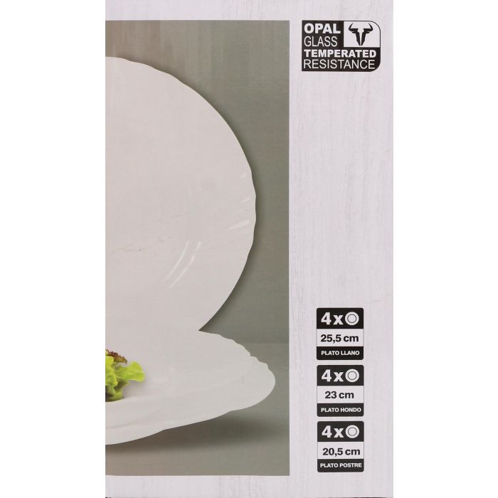 La Mediterranea Vajilla 12 Piezas Red.Opal "Everett" - Colección Everett, Material Opal, Medidas: 25.3 cm, 23 cm, 20.5 cm 5