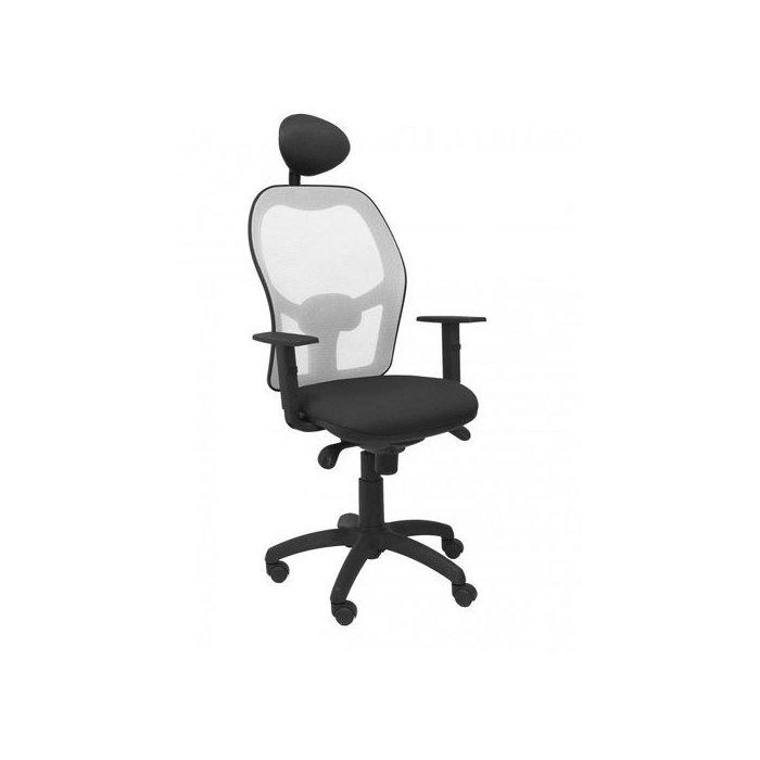 Silla Piqueras Y Crespo Jorquera Brazos Regulables Cabecero Fijo Mecanismo Sincro Con Regulador De Tension Respaldo De Malla Gris Y Asiento Tapizado Bali Negro