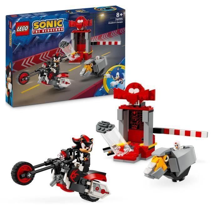 LEGO 76995 Sonic The Hedgehog Shadow Escape, Moto de juguete, Minifiguras de personajes de videojuegos de Sonic