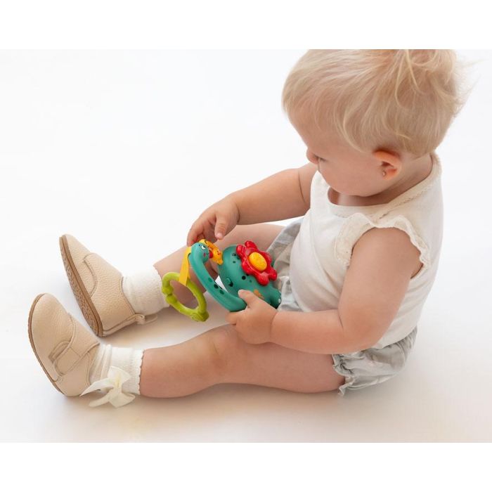 KioKids Dinosaurio Musical Interactivo 7 Melodías para Bebé +6 meses, Motricidad Fina, con Anilla para Cuna/Carrito, Multicolor 1