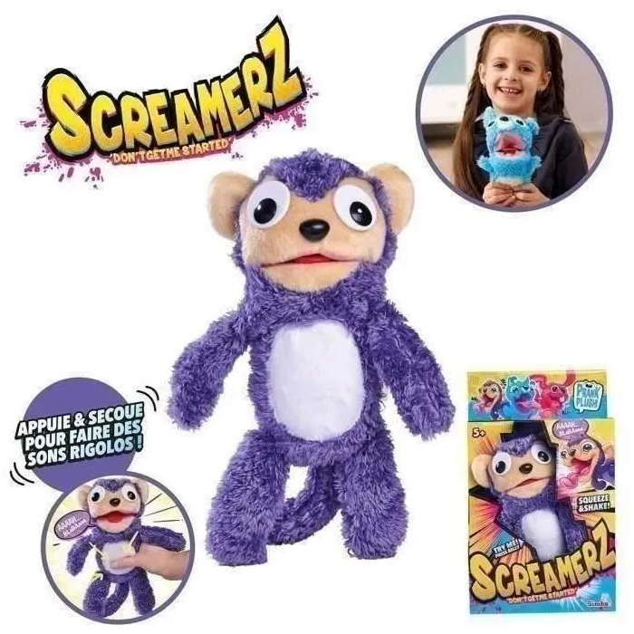 Smoby Screamerz Peluche Interactivo Mono 28 cm Ruidos al Agitar o Pulsar el Botón 3