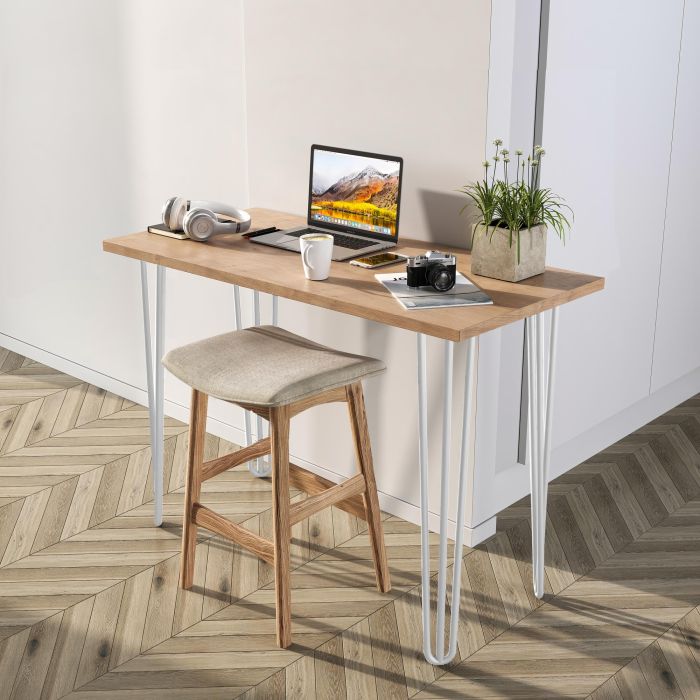 Emuca Lote de 4 patas Hairpin de 3 varillas para mesa, altura 710mm, Acero, Pintado blanco 1