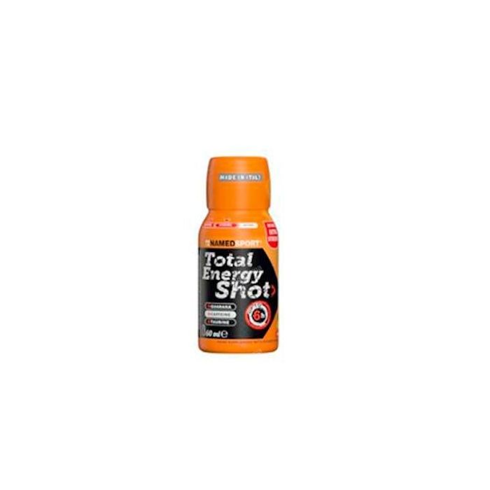NAMED SPORT Total Energy Shot Naranja, Bebida Energética con Cafeína, Guaraná y Taurina, 25 Botellitas para Rendimiento y Resistencia