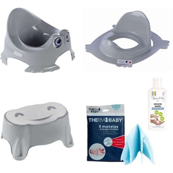 Baby Jar + WC reductor + paso sin -slip + colchón de cambio desechable + espuma desinfectante Baby Jar + WC reductor + paso sin -slip + colchón de cambio desechable + espuma desinfectante