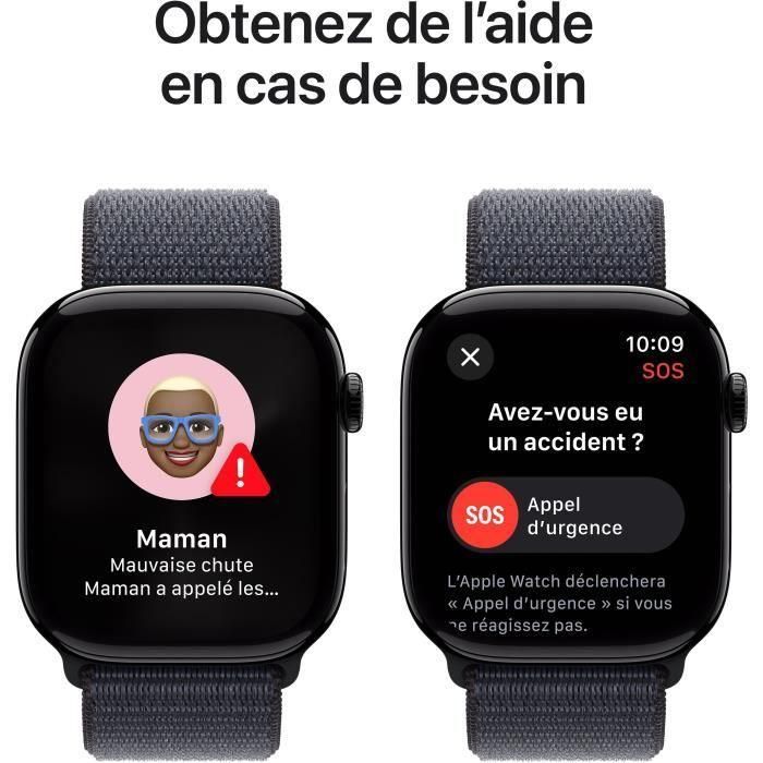 Apple Watch Series 10 GPS - 46 mm - Caja de aluminio en negro azabache - Correa deportiva Ink 5