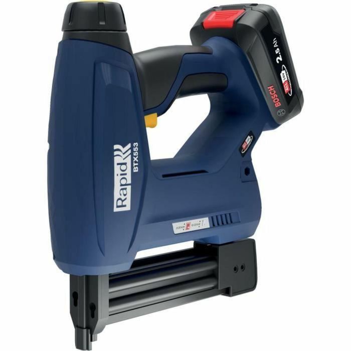 Rapid BTX553 Grapadora de batería 18V para grapas 53/8-20mm y 8/15-20mm, Kit con batería 2.5Ah, cargador y estuche Rapid BTX553 Grapadora de batería 18V para grapas 53/8-20mm y 8/15-20mm, Kit con batería 2.5Ah, cargador y estuche